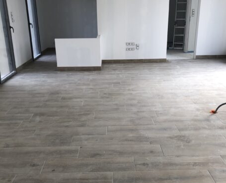 carrelage imitation parquet pièce de vie pavillon neuf